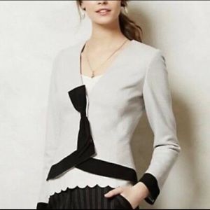 Anthropologie Elevenses gray bowtie blazer